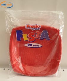 PIATTO QUADRO ROSSO 20 PEZZI