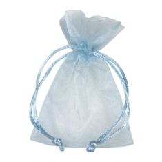 SACCHETTO 10 PZ. ORGANZA CELESTE CON TIRANTE