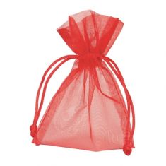 SACCHETTO 10 PZ. ORGANZA ROSSO CON TIRANTE