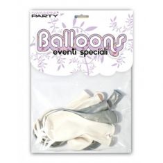 PALLONCINI IN LATTICE 10 PZ BIANCO E ARGENTO