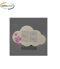 PORTAFOTO A MURO IN LEGNO FANTASIA ELEFANTINO ROSA 3 FOTO