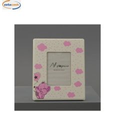 PORTAFOTO LEGNO BIANCO FANTASIA ELEFANTINO ROSA 7XH10 CM