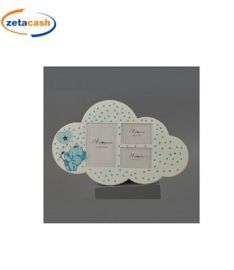 PORTAFOTO IN LEGNO A MURO DISEGNO ELEFANTINO CELESTE 3 FOTO