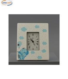 OROLOGIO DA TAVOLO BIANCO CORNICE FANT ELEFANTINO CELESTE