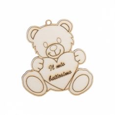 ORSETTO IN LEGNO "IL MIO BATTESIMO" DA APPENDERE 12 PEZZI