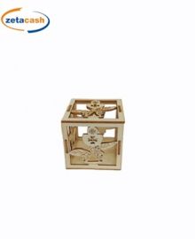 SCATOLETTA IN LEGNO PORTA CONFETTI CON CALICE CM 5X5X5