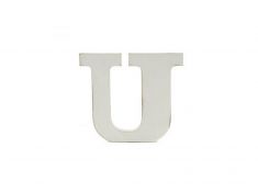 LETTERA "U" IN LEGNO BIANCO SHABBY DA APPOGGIO