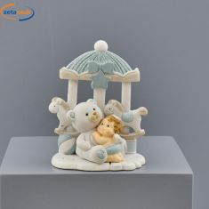 RICORDO NASCITA ORSETTO AZZURRO SU GIOSTRINA