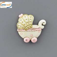 CALAMITA IN PORCELLANA CARROZZINA ORO ROSA CM 5