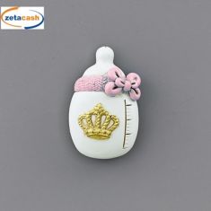 CALAMITA BIBERON ROSA E CON CORONA ORO CM 4.5 X3.5