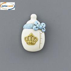 CALAMITA BIBERON CELESTE CON CORONA ORO CM. 4.5 X 3.5