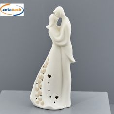 COPPIA DI SPOSINI CON LUCE A LED BIANCO/TORTORA CHIARO