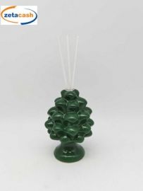 PROFUMATORE IN PORCELLANA VERDE SCURO H. 13 CM.