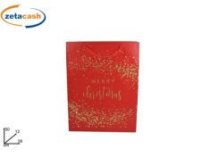 BUSTA REGALO NATALIZIA ROSSA CON GLITTER ORO