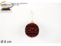 PALLA IN VETRO VELLUTO BORDEAUX E ORO
