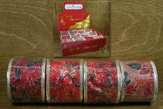 NASTRO ROSSO CON DECORAZIONE ORO CM 6.3X2.7 MT