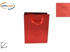 BUSTA REGALO METALLIZZATA ROSSA H 23 L 18 CM