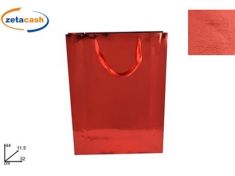 BUSTA REGALO METALLIZZATA ROSSO H 44 L 32 CM