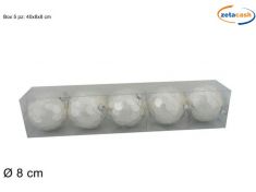 PALLE PAILLETTES BIANCHE CM 8, SET 5 PEZZI