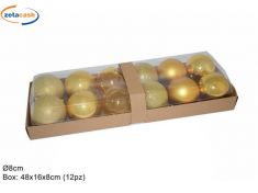 SFERE NATALIZIE ORO 12 PEZZI DIAM 8 CM