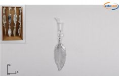 APPENDINO FOGLIA IN METALLO COLOR SILVER H. 15 CM.