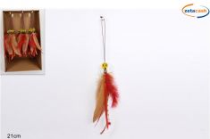 APPENDINO PIUMA COLOR ORO CON DECORAZIONI ROSSE