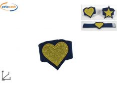 ANELLI PORTATOVAGLIOLI IN FELTRO BLU DEC. ORO, 6 PEZZI