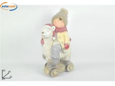 BIMBO IN CERAMICA CON CAPPELLO LANA SU ALPACA CM. 52