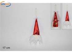 APPENDINO GNOMO DI NATALE IN TESSUTO LAMINATO ROSSO H. 20 CM.