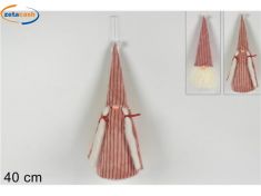 GNOMO DI NATALE IN VELLUTO ROSA CM. 40 IN 2 VARIANTI DISPONIBILI.
