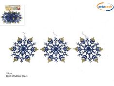3 FIOCCHI DI NEVE BLU/ORO CM. 15