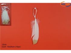 10 PIUME BIANCO H. CM. 12 APPENDINI PER ALBERO