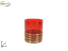 PORTACANDELA IN VETRO ROSSO H 8 CM