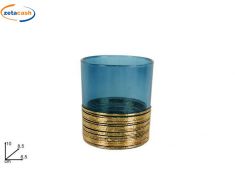 PORTACANDELA IN VETRO BLU H 10 CM