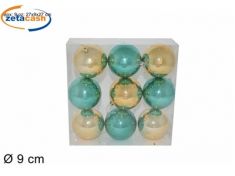 PALLE NATALIZIE VERDE ORO 9 PEZZI