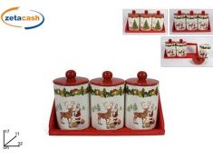 TRIS BARATTOLI DECORO NATALIZIO