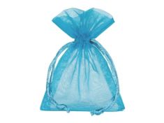 SET 10 SACCHETTI ORGANZA TURCHESE CON TIRANTE 17X12 CM