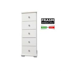 CASSETTIERA 5 CASSETTI LEGNO BIANCO FRASSINATO CM 32 X 32
