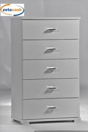 CASSETTIERA 5 CASSETTI LEGNO BIANCO FRASSINATO. CM54X34 H93