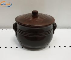 PENTOLA BOMBATA IN TERRACOTTA CON COPERCHIO