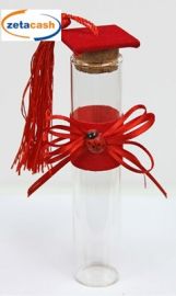 FIALA VETRO H 12 CM LAUREA TAPPO SUGHERO TOCCO E NAPPA ROSSO