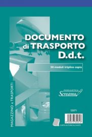 BLOCCO DOCUMENTO DI TRASPORTO D D T TRIPLICE COPIA