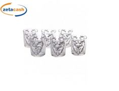 BICCHIERI IN VETRO 6 PEZZI DECORO CUORE SHABBY
