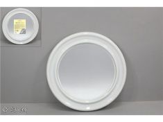 SPECCHIO IN VETRO CON CORNICE IN PLASTICA BIANCA DIAM 43 CM