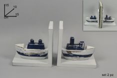 FERMALIBRO BARCA 2 PEZZI IN LEGNO