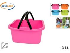 BACINELLA QUADRATA IN PLASTICA CON DUE MANICI 13 LT