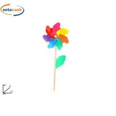 GIRANDOLA MULTICOLOR CON MANICO LEGNO H 48 CM