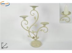 CANDELIERE IN FERRO 3 POSTI ANTICHIZZATO