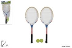 RACCHETTE TENNIS 2 PEZZI CON MANICO ANTISCIVOLO + 2 PALLINE