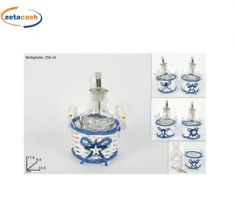 CESTO DI VIMINI E BOTTIGLIA DI VETRO OLIO/ACETO 250 ML